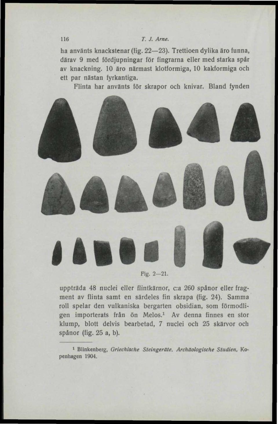 uppträda 48 nuclei eller flintkärnor, c:a 260 spånor eller fragment av flinta samt en särdeles fin skrapa (fig. 24).