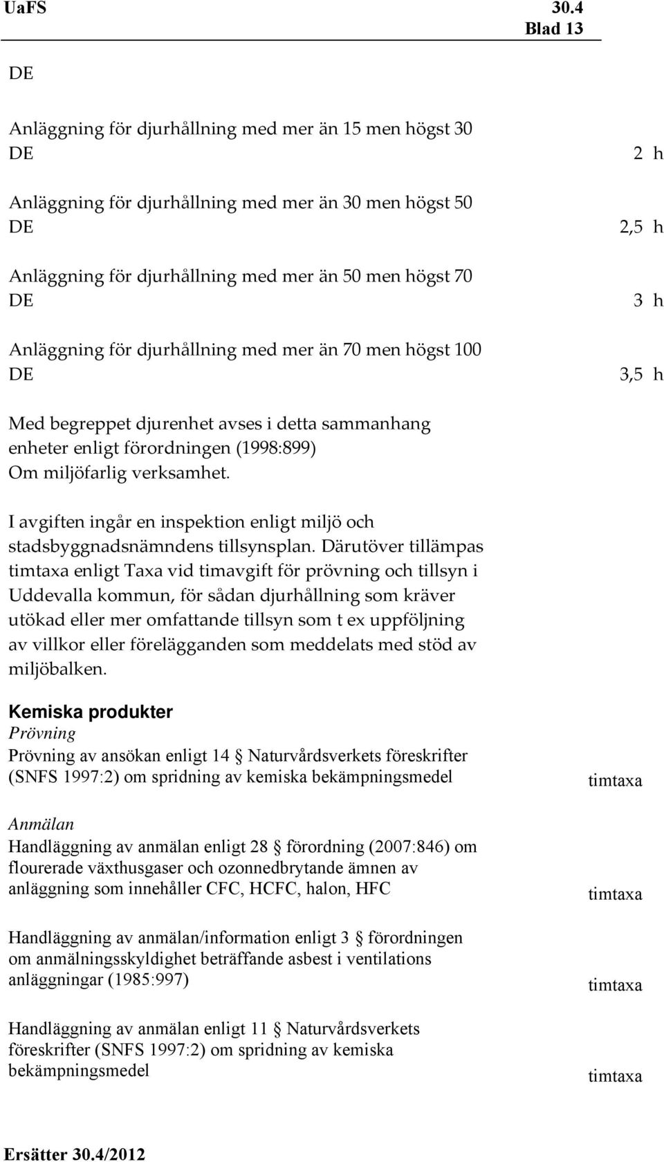 I avgiften ingår en inspektion enligt miljö och stadsbyggnadsnämndens tillsynsplan.