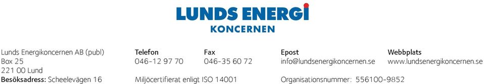 Miljöcertifierat enligt ISO 14001 Epost