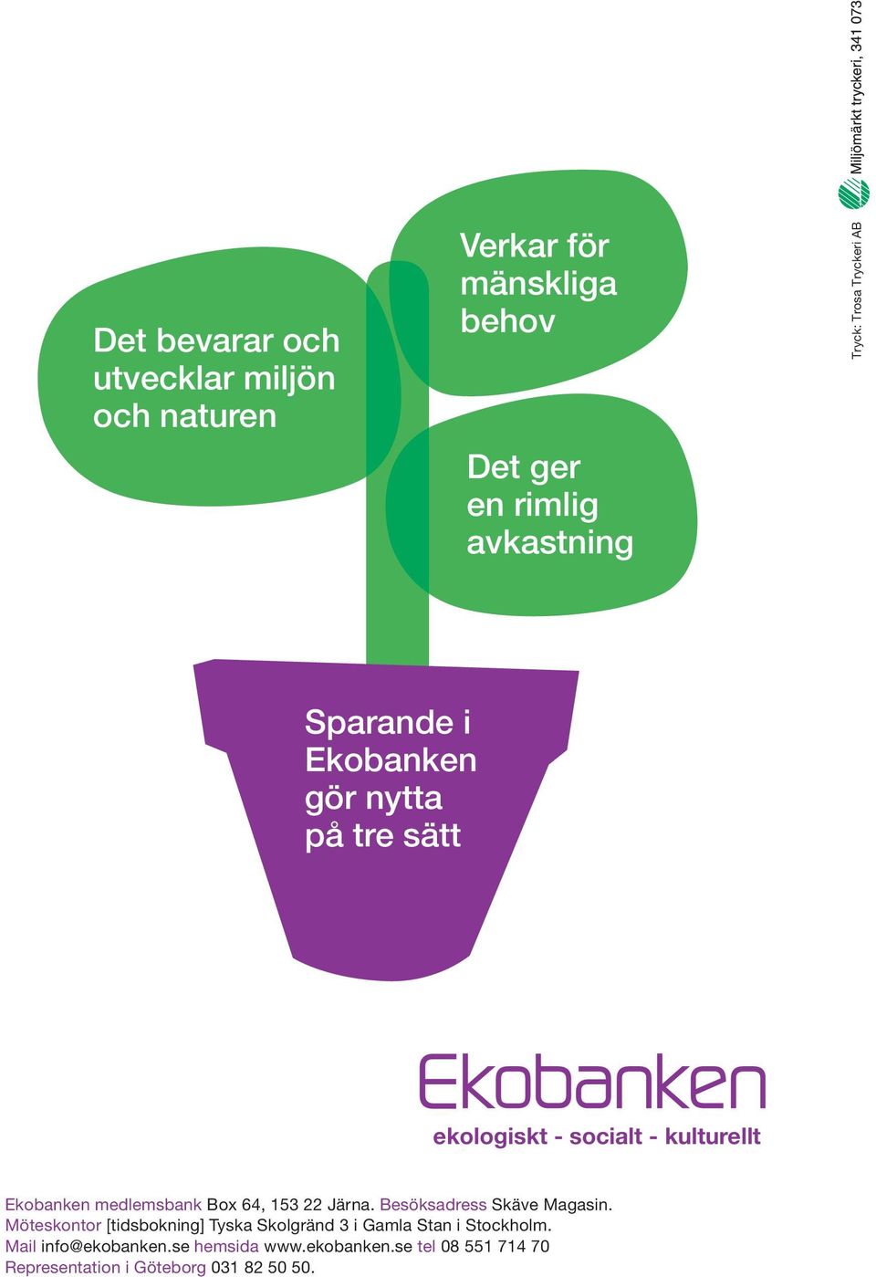 medlemsbank Box 64, 153 22 Järna. Besöksadress Skäve Magasin.