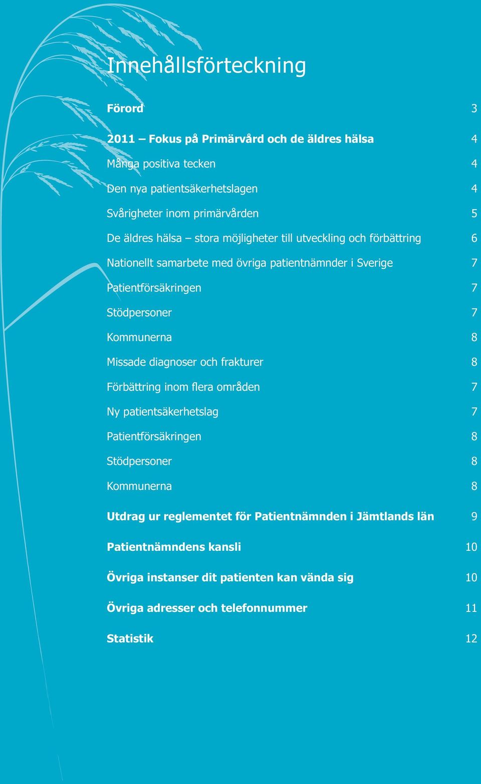 Kommunerna 8 Missade diagnoser och frakturer 8 Förbättring inom flera områden 7 Ny patientsäkerhetslag 7 Patientförsäkringen 8 Stödpersoner 8 Kommunerna 8 Utdrag ur