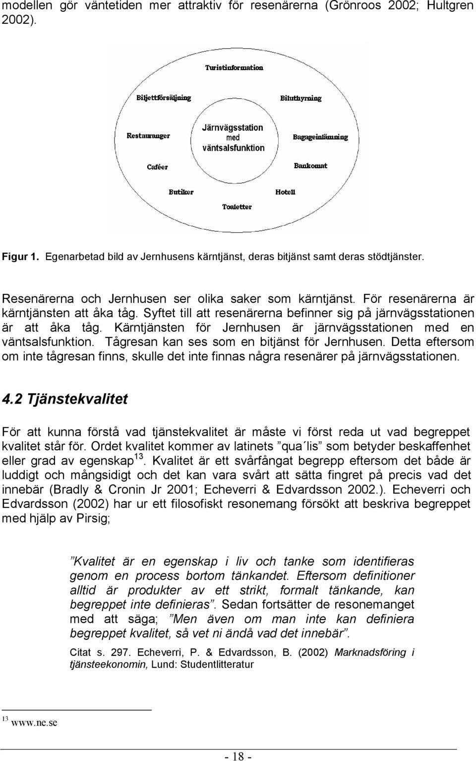 Kärntjänsten för Jernhusen är järnvägsstationen med en väntsalsfunktion. Tågresan kan ses som en bitjänst för Jernhusen.