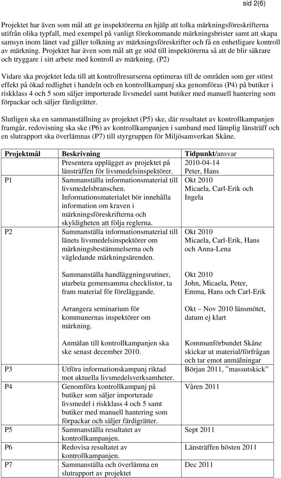 Projektet har även som mål att ge stöd till inspektörerna så att de blir säkrare och tryggare i sitt arbete med kontroll av märkning.