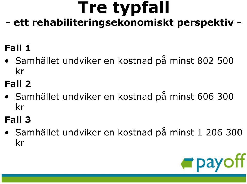 Fall 2 Samhället undviker en kostnad på minst 606 300 kr