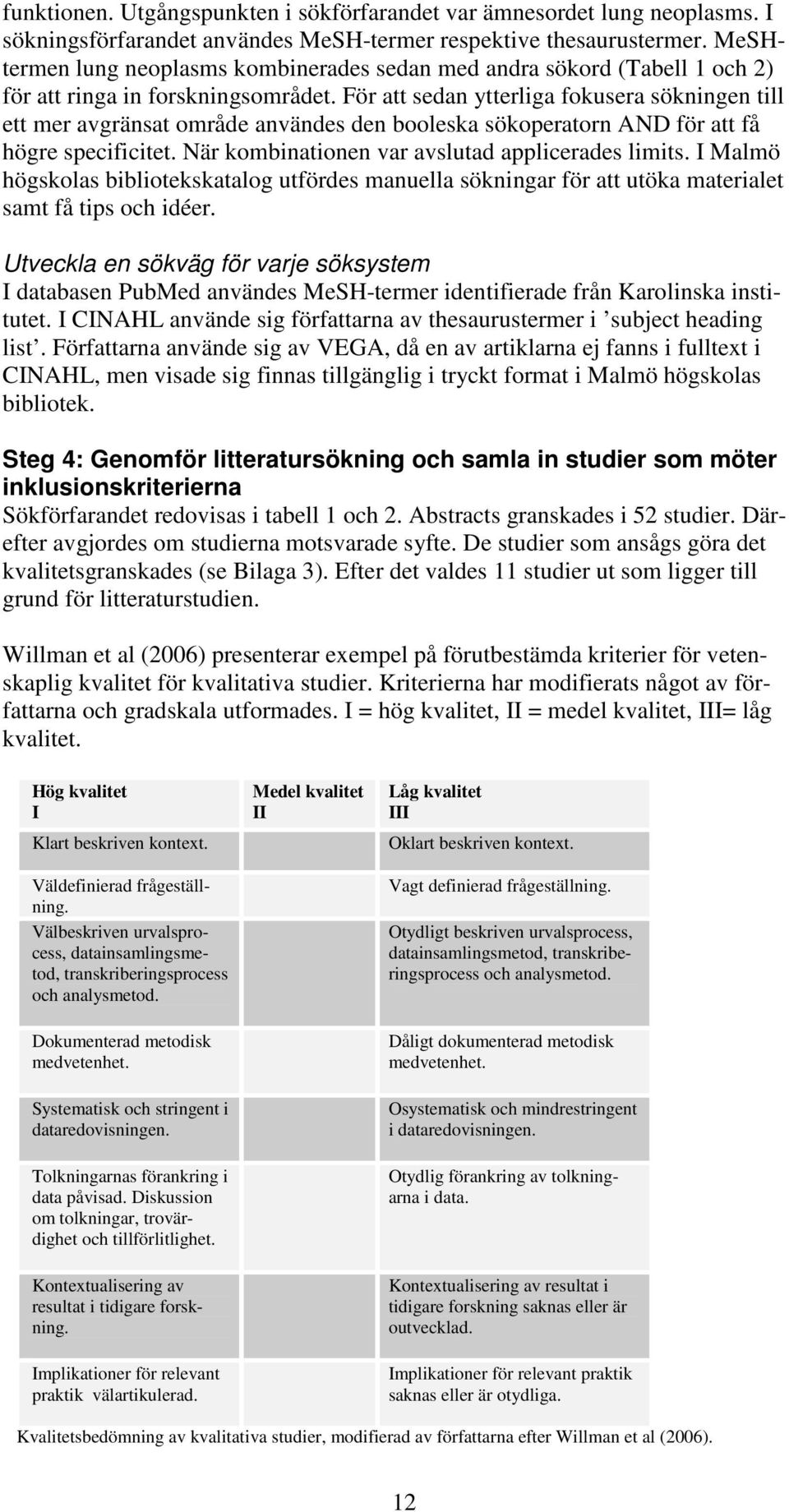 För att sedan ytterliga fokusera sökningen till ett mer avgränsat område användes den booleska sökoperatorn AND för att få högre specificitet. När kombinationen var avslutad applicerades limits.