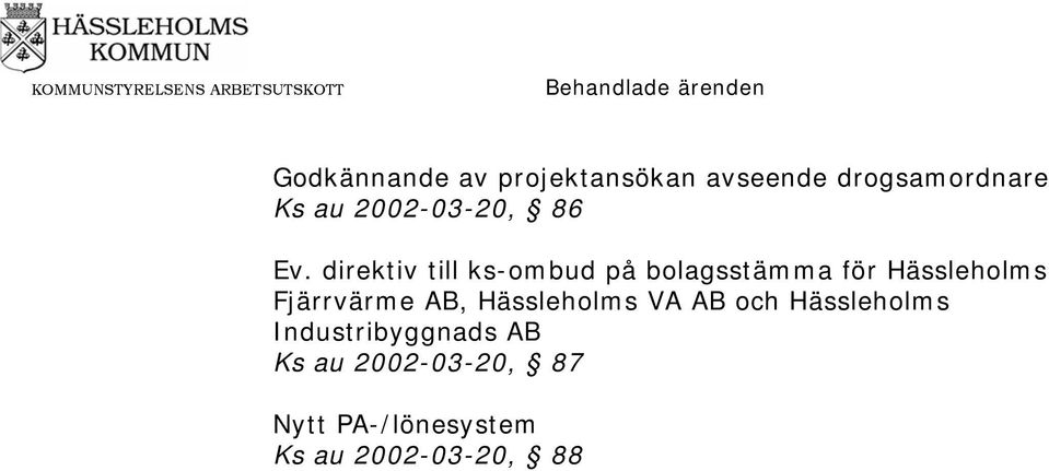 direktiv till ks-ombud på bolagsstämma för Hässleholms Fjärrvärme