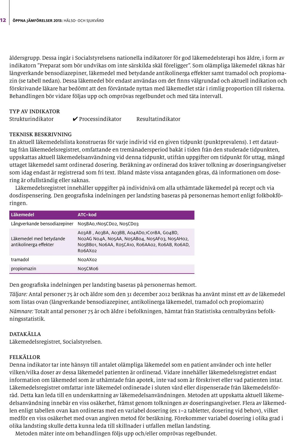 Som olämpliga läkemedel räknas här långverkande bensodiazepiner, läkemedel med betydande antikolinerga effekter samt tramadol och propiomazin (se tabell nedan).