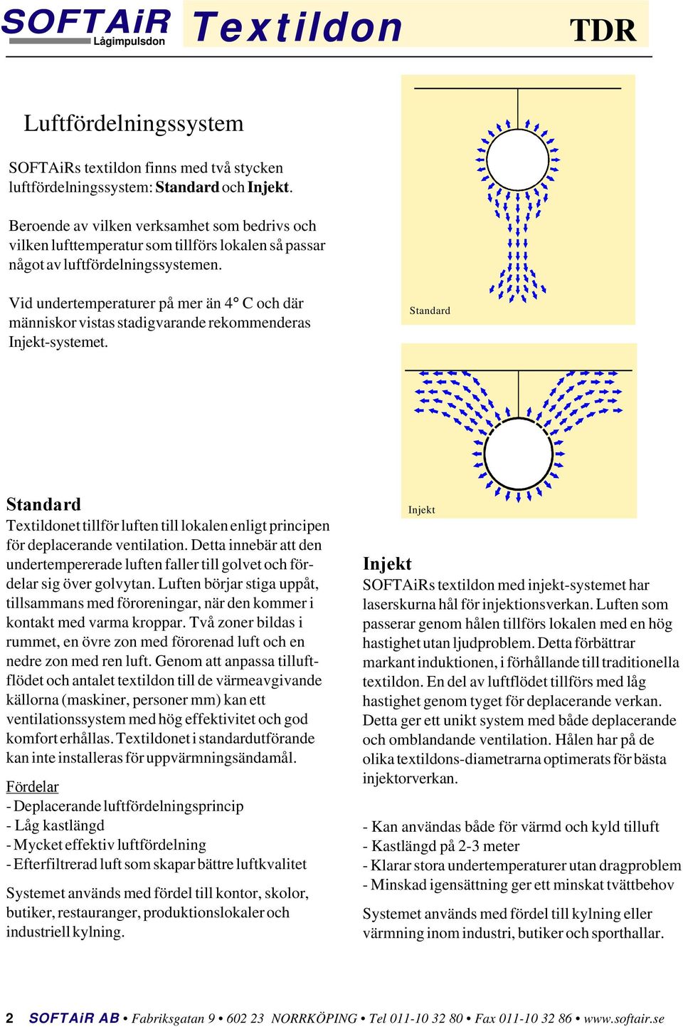 Vid underteperturer på er än 4 C och där änniskor vists stdigvrnde rekoenders Injekt-systeet. Stndrd Stndrd Textildonet tillför luften till loklen enligt principen för deplcernde ventiltion.