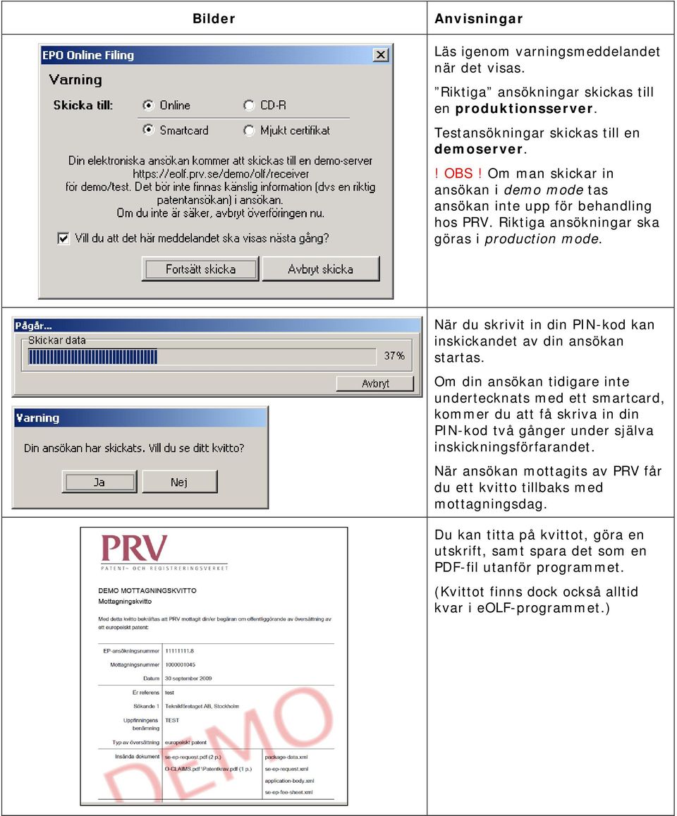 När du skrivit in din PIN-kod kan inskickandet av din ansökan startas.