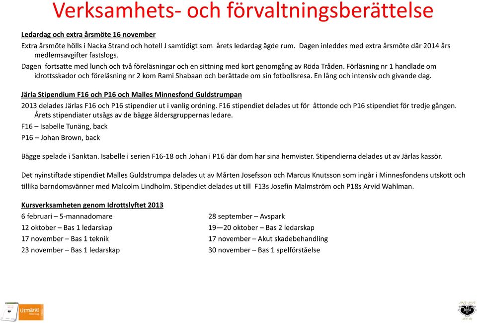 Förläsning nr 1 handlade om idrottsskador och föreläsning nr 2 kom Rami Shabaan och berättade om sin fotbollsresa. En lång och intensiv och givande dag.