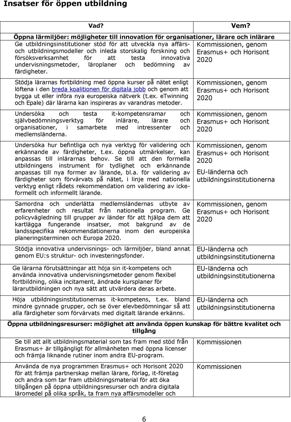 forskning och försöksverksamhet för att testa innovativa undervisningsmetoder, läroplaner och bedömning av färdigheter.