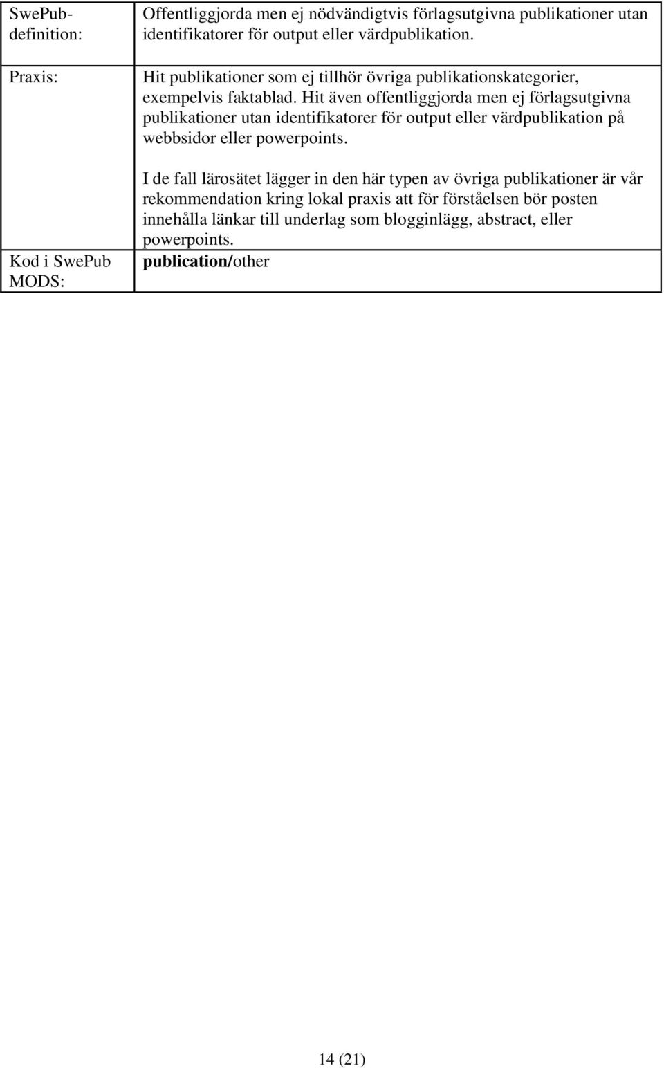 Hit även offentliggjorda men ej förlagsutgivna publikationer utan identifikatorer för output eller värdpublikation på webbsidor eller powerpoints.