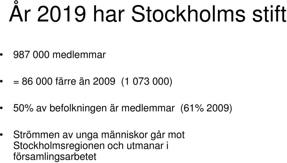 medlemmar (61% 2009) Strömmen av unga människor går