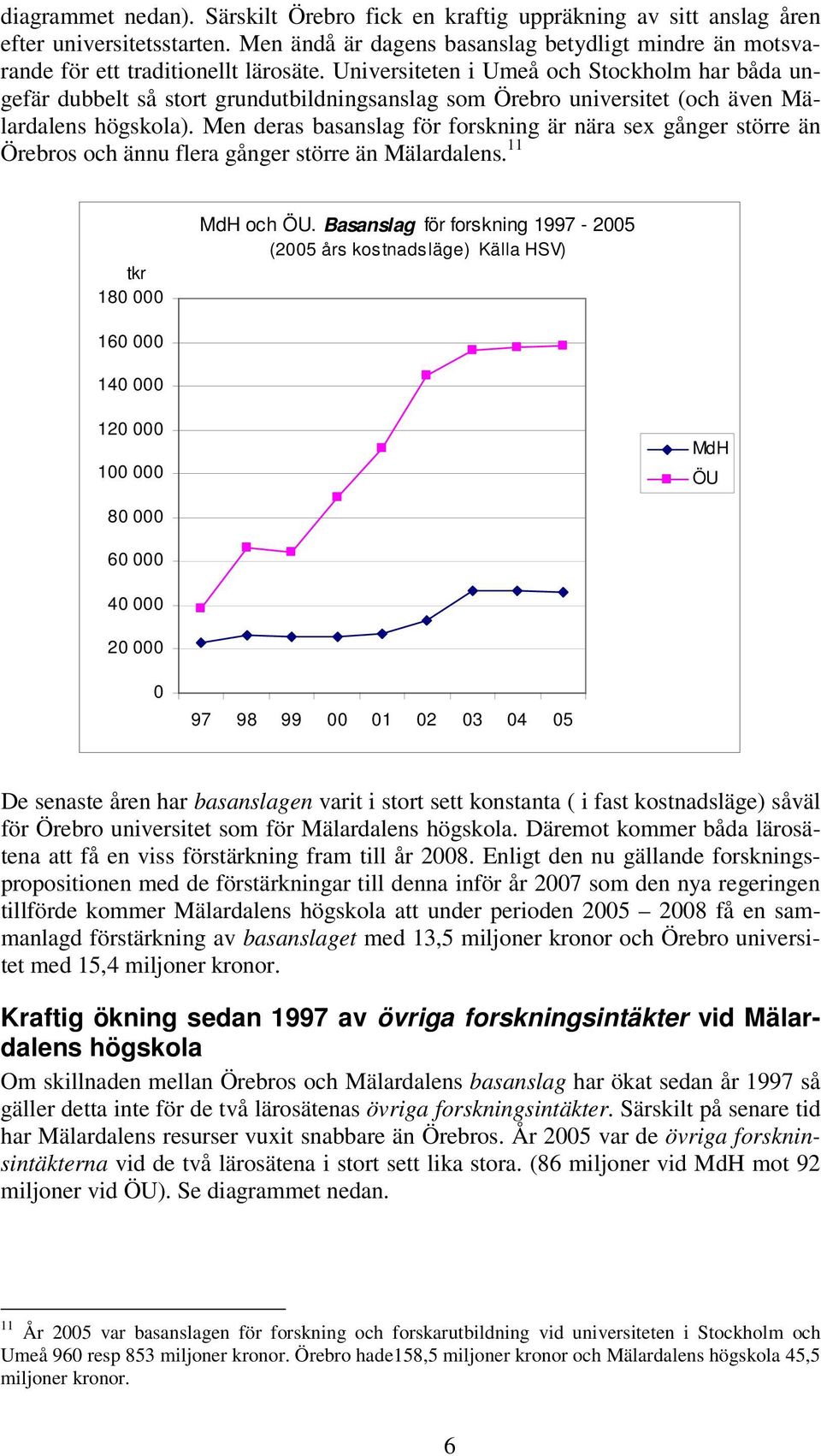 Universiteten i Umeå och Stockholm har båda ungefär dubbelt så stort grundutbildningsanslag som Örebro universitet (och även Mälardalens högskola).