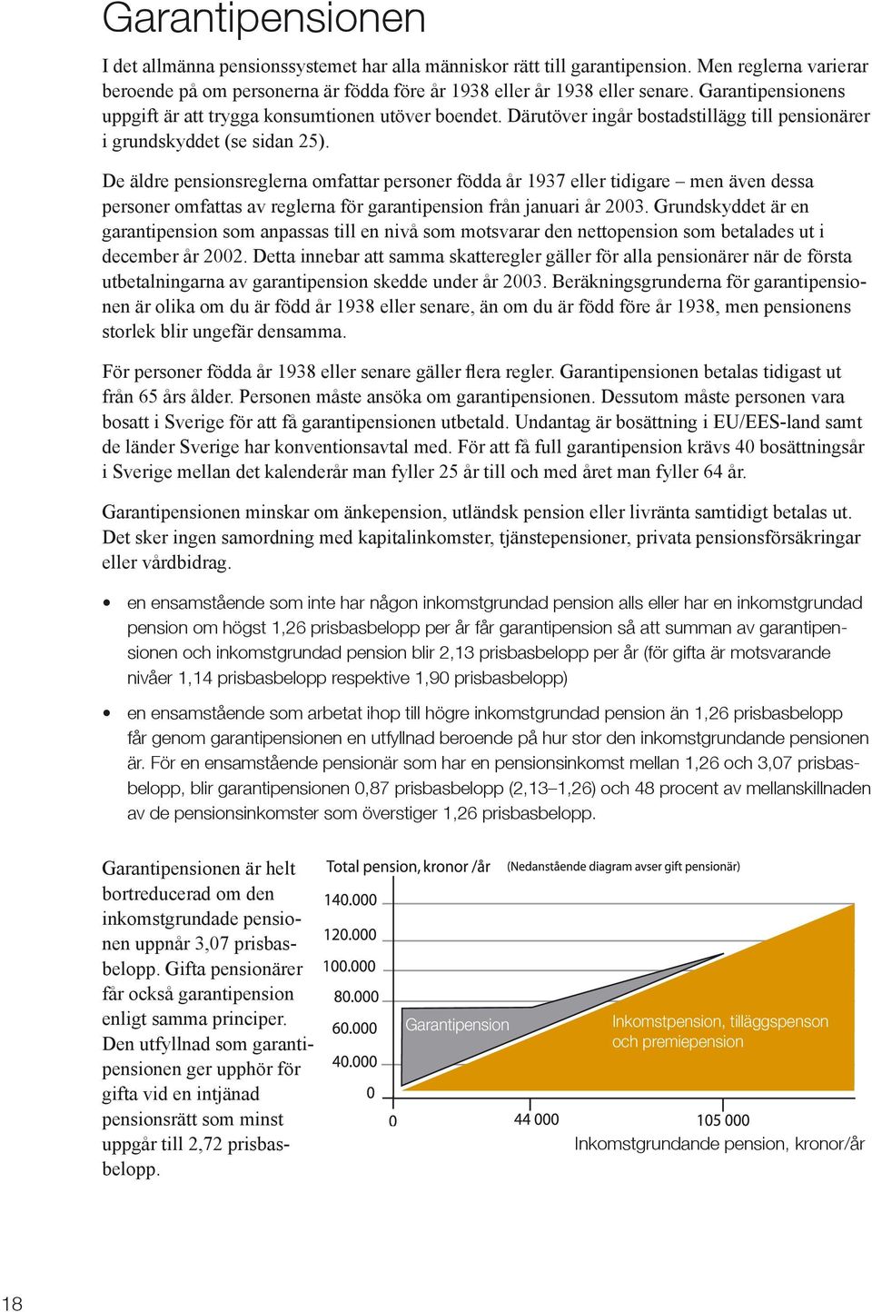 De äldre pensionsreglerna omfattar personer födda år 1937 eller tidigare men även dessa personer omfattas av reglerna för garantipension från januari år 2003.