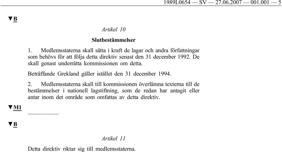 De skall genast underrätta kommissionen om detta. Beträffande Grekland gäller istället den 31 december 1994. 2.