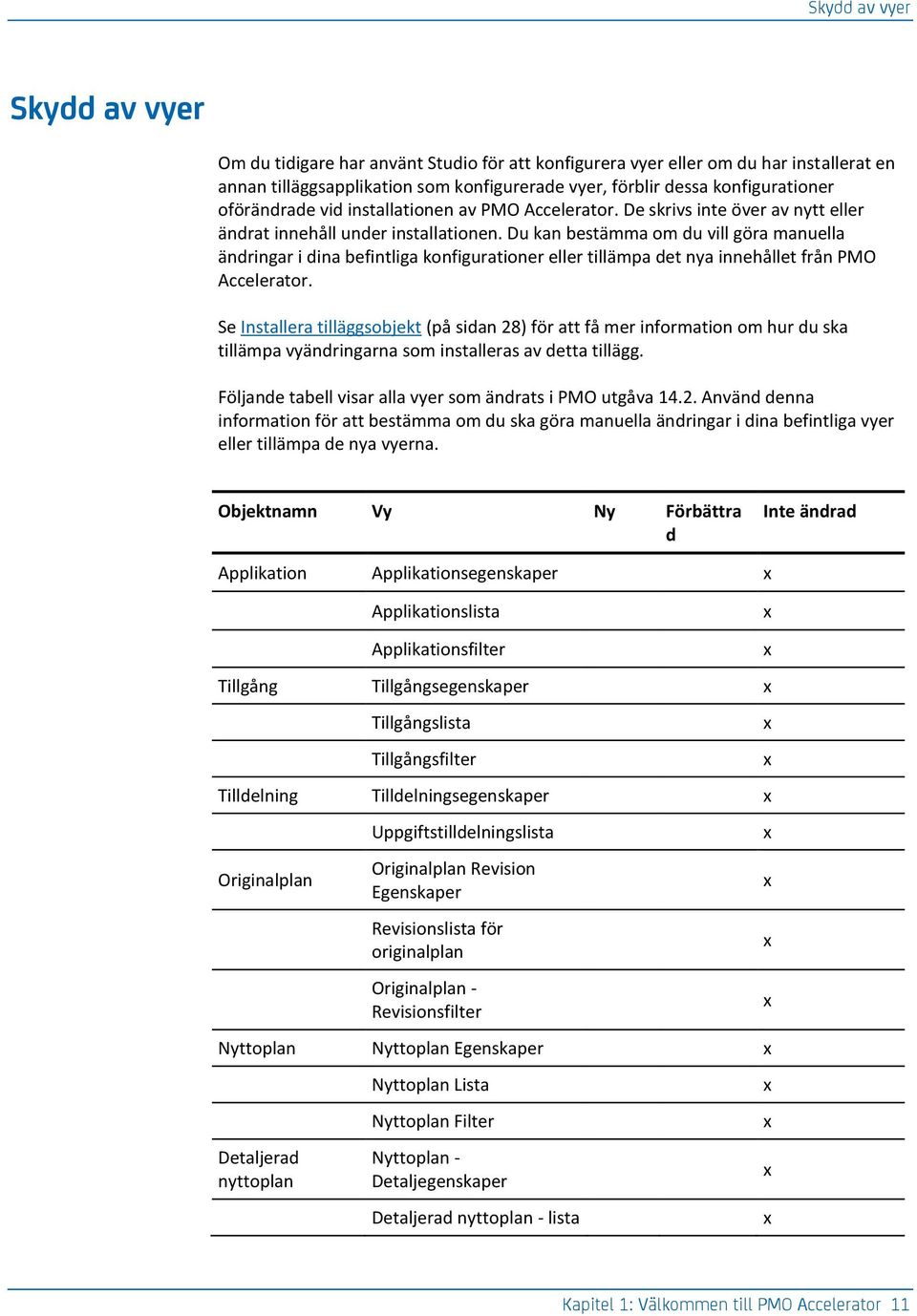 Du kan bestämma om du vill göra manuella ändringar i dina befintliga konfigurationer eller tillämpa det nya innehållet från PMO Accelerator.