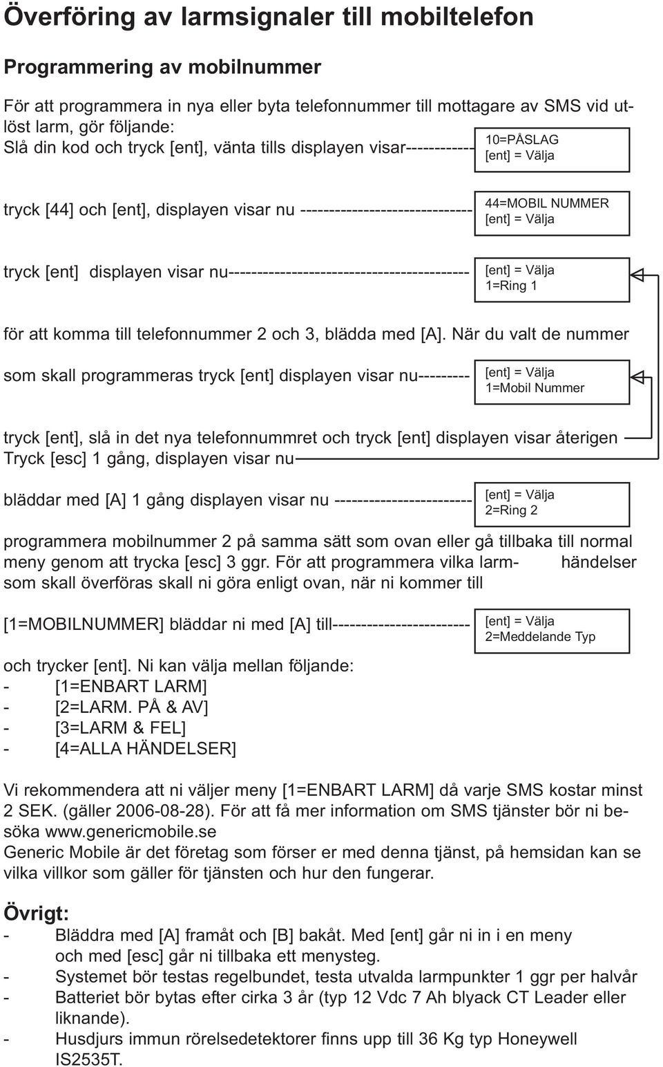 nu------------------------------------------ 1=Ring 1 för att komma till telefonnummer 2 och 3, blädda med [A].