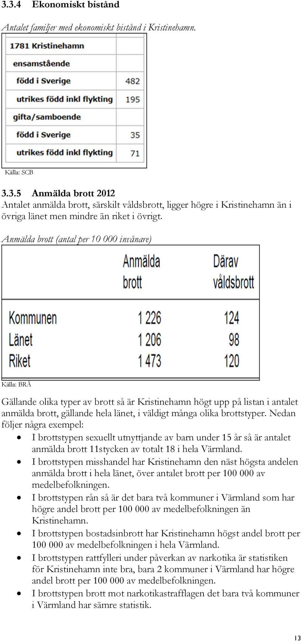 brottstyper. Nedan följer några exempel: I brottstypen sexuellt utnyttjande av barn under 15 år så är antalet anmälda brott 11stycken av totalt 18 i hela Värmland.