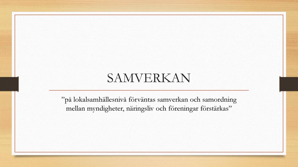 samverkan och samordning