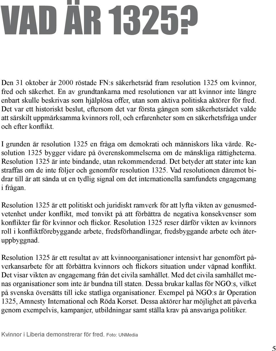 Det var ett historiskt beslut, eftersom det var första gången som säkerhetsrådet valde att särskilt uppmärksamma kvinnors roll, och erfarenheter som en säkerhetsfråga under och efter konflikt.