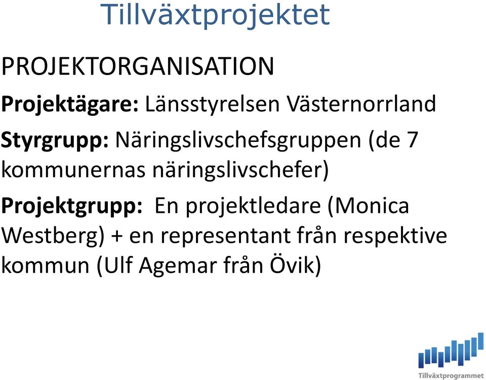 kommunernas näringslivschefer) Projektgrupp: En projektledare