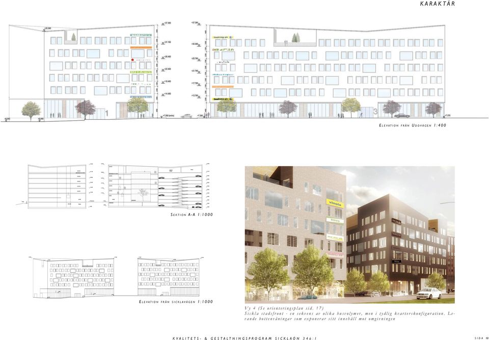 17) Sickla stadsfront - en sekvens av olika husvolymer, men i tydlig kvarterskonfiguration.