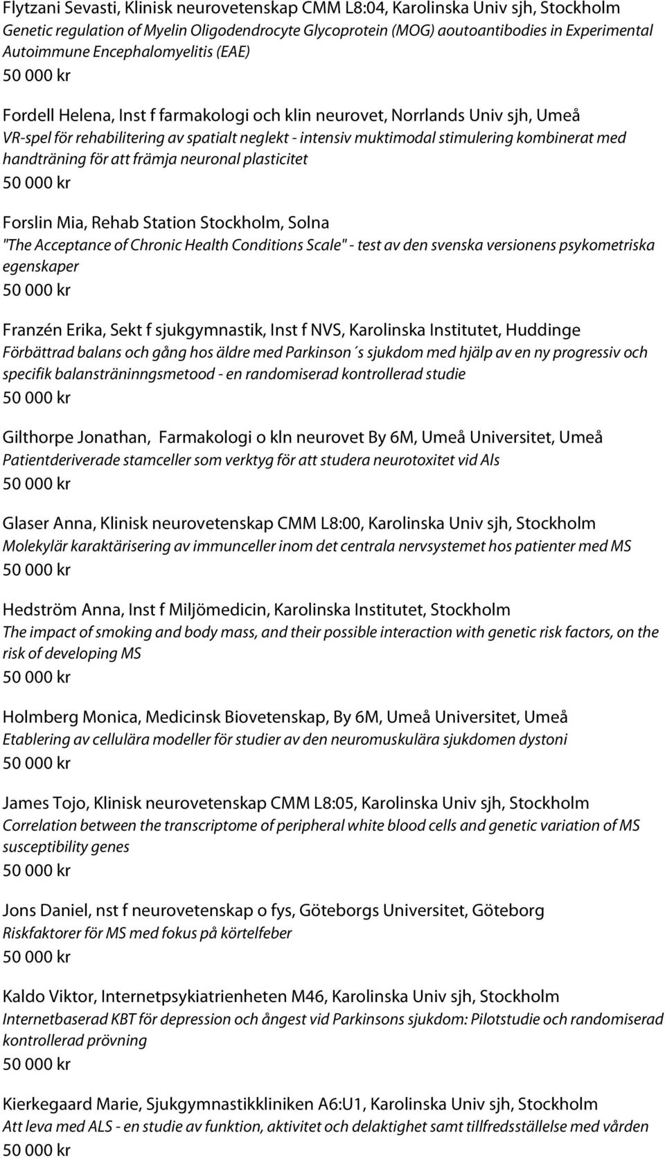 handträning för att främja neuronal plasticitet Forslin Mia, Rehab Station Stockholm, Solna "The Acceptance of Chronic Health Conditions Scale" - test av den svenska versionens psykometriska