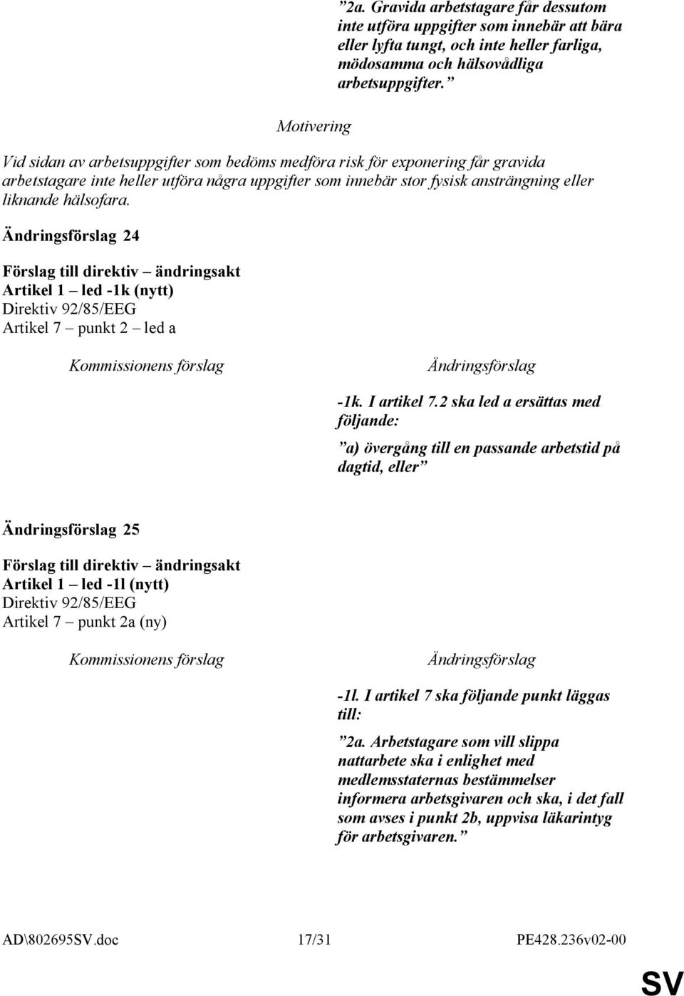 24 Artikel 1 led -1k (nytt) Artikel 7 punkt 2 led a -1k. I artikel 7.