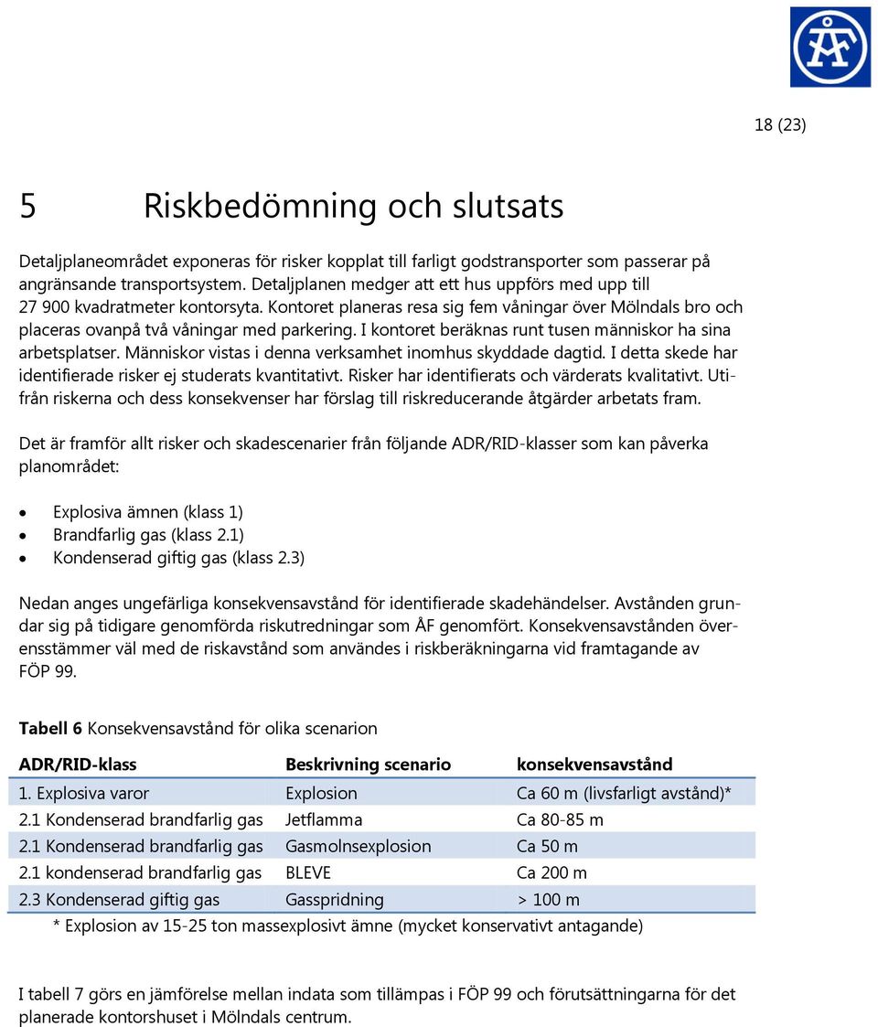 I kontoret beräknas runt tusen människor ha sina arbetsplatser. Människor vistas i denna verksamhet inomhus skyddade dagtid. I detta skede har identifierade risker ej studerats kvantitativt.