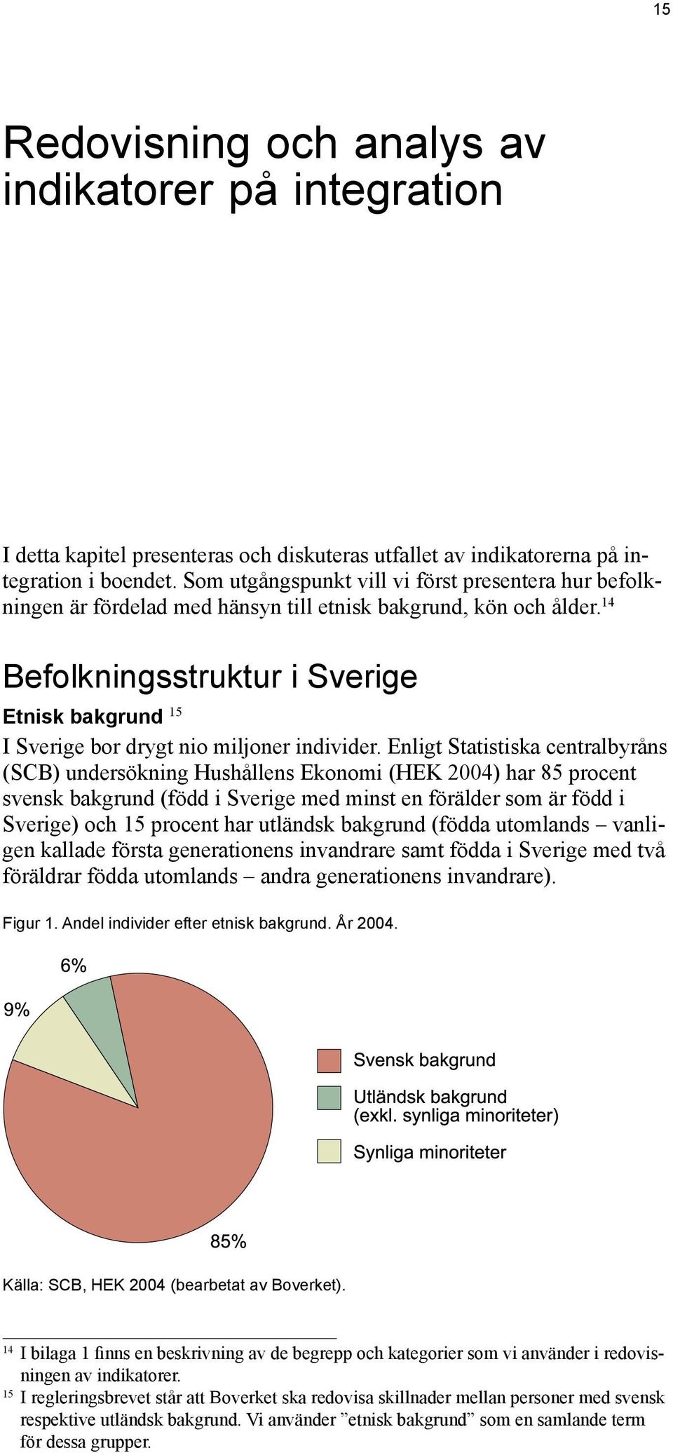 14 Befolkningsstruktur i Sverige Etnisk bakgrund 15 I Sverige bor drygt nio miljoner individer.