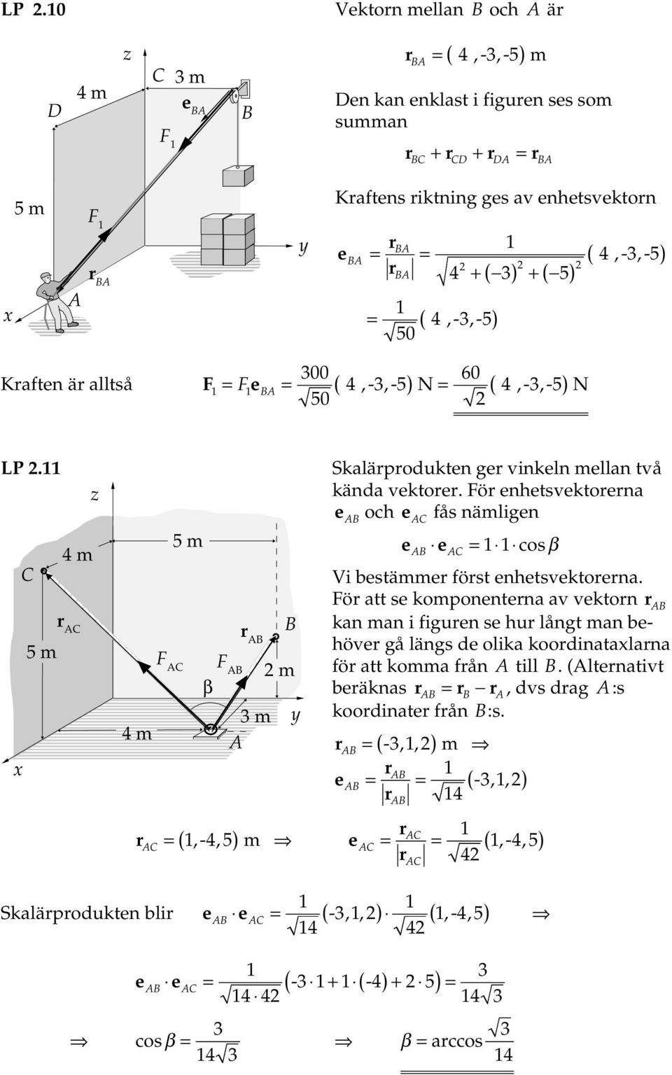 4 m z 5 m C C m 3 m 4 m 5 m F C F β C ( -45 ) m kläpodukten bli e e e e C cosβ kläpodukten ge vinkeln melln två känd vektoe.