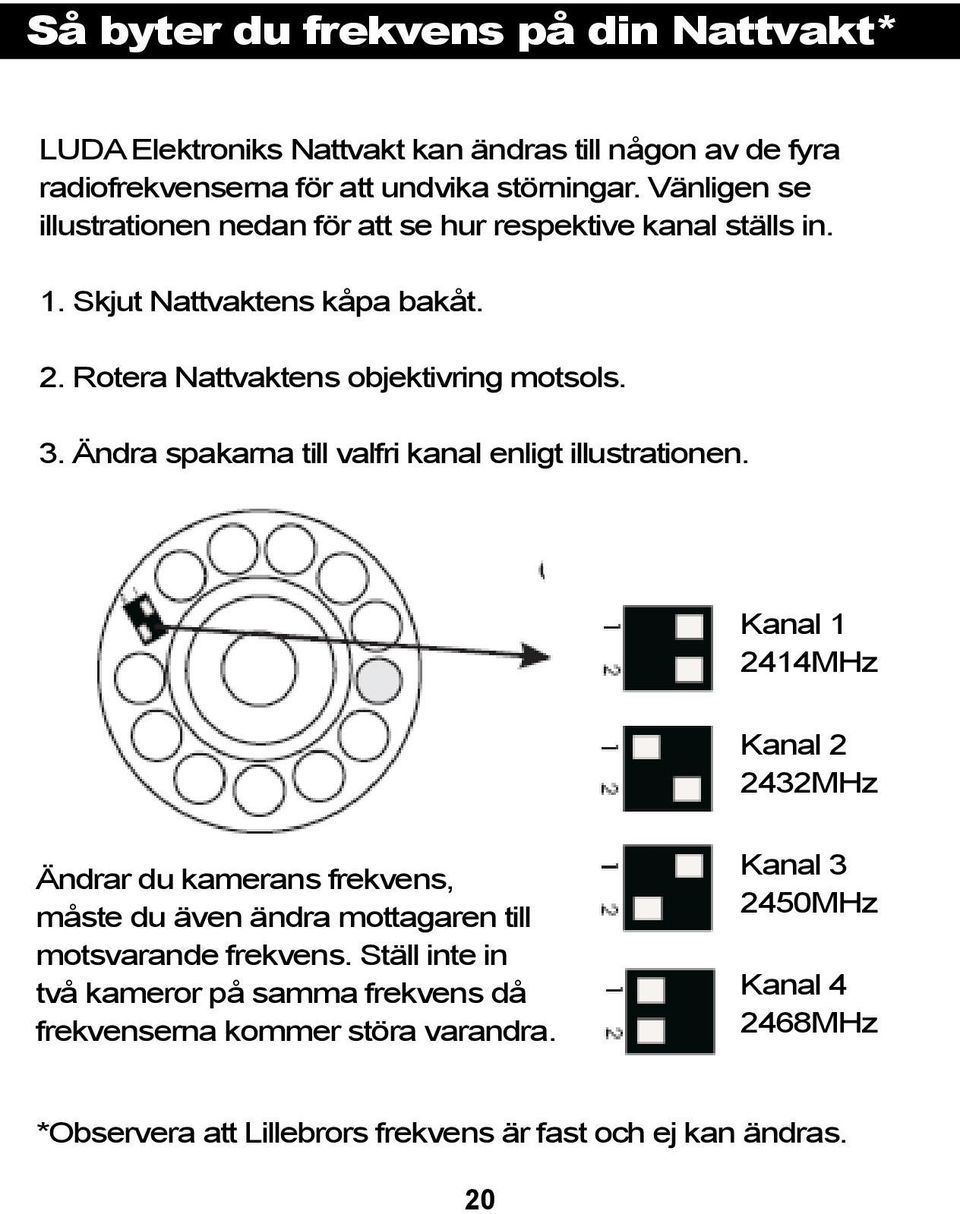 Ändra spakarna till valfri kanal enligt illustrationen.