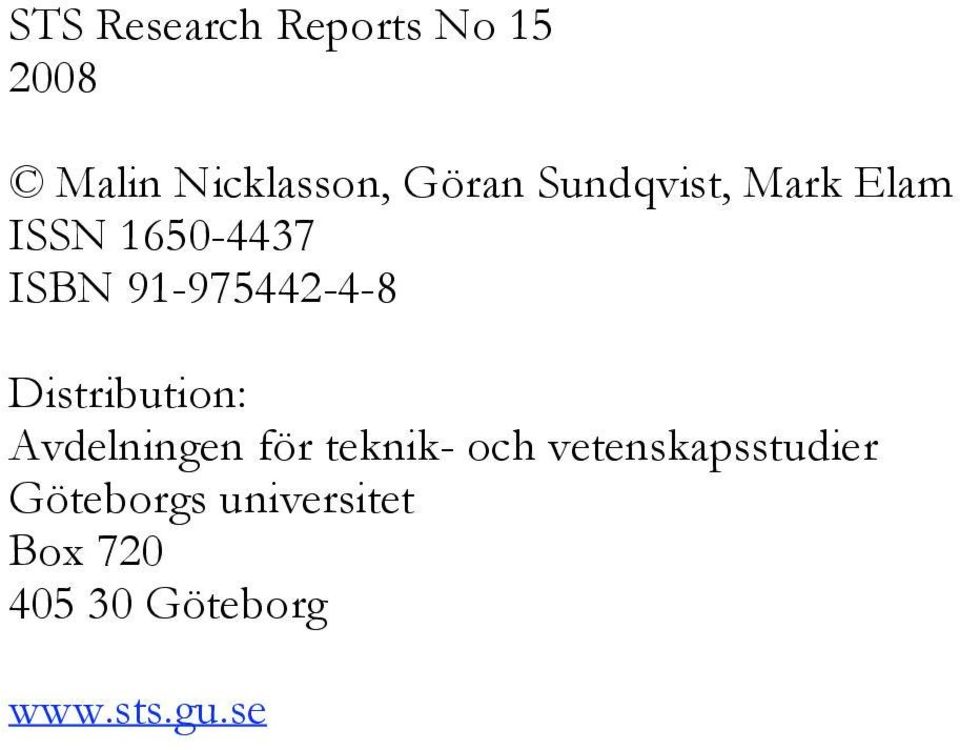 Distribution: Avdelningen för teknik- och