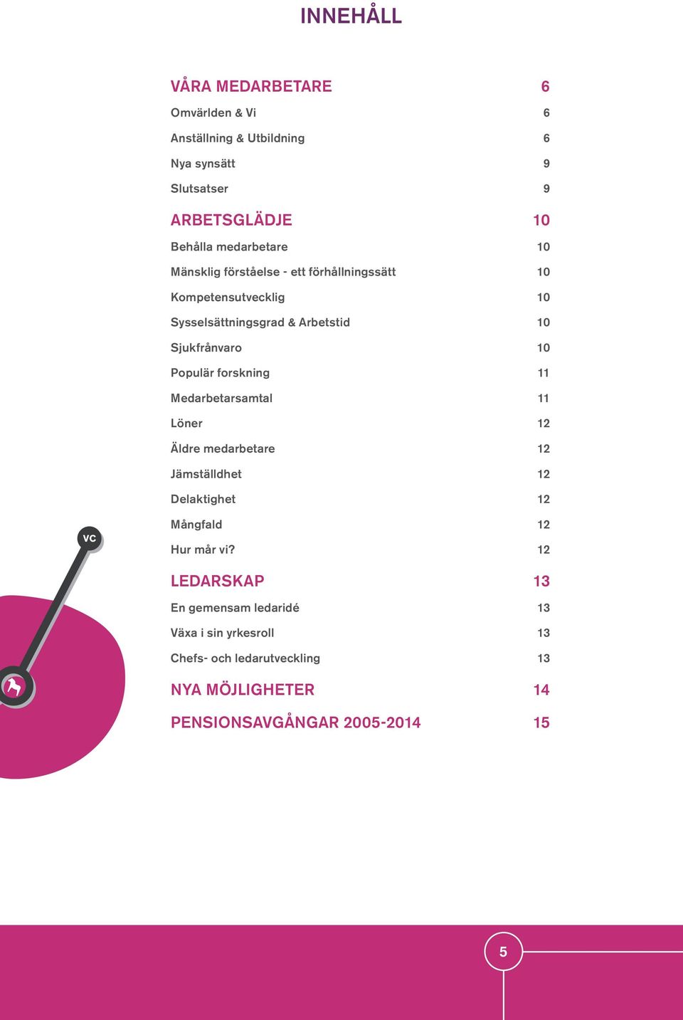 10 Populär forskning 11 Medarbetarsamtal 11 Löner 12 Äldre medarbetare 12 Jämställdhet 12 Delaktighet 12 vc Mångfald 12 Hur mår vi?