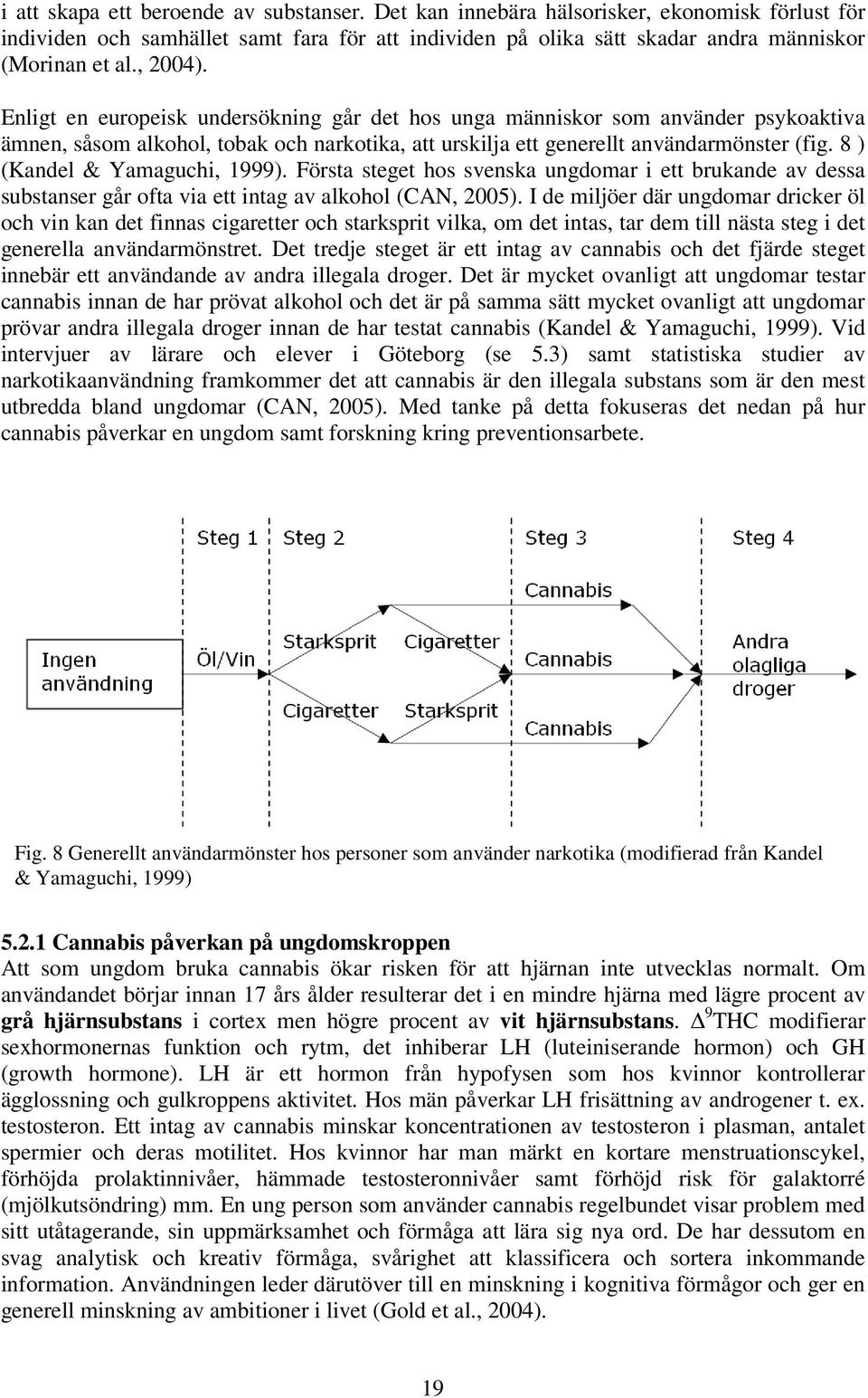 8 ) (Kandel & Yamaguchi, 1999). Första steget hos svenska ungdomar i ett brukande av dessa substanser går ofta via ett intag av alkohol (CAN, 2005).