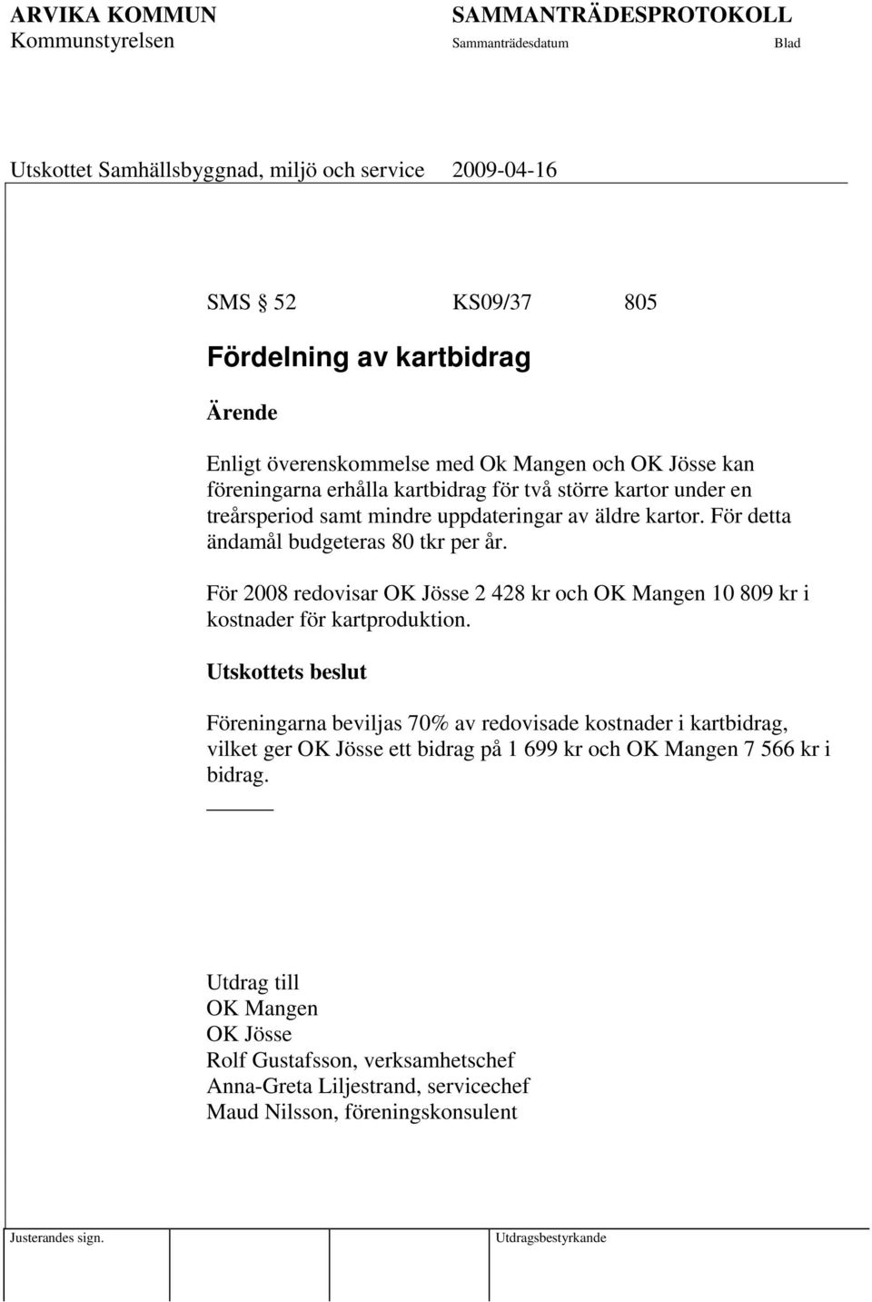 För 2008 redovisar OK Jösse 2 428 kr och OK Mangen 10 809 kr i kostnader för kartproduktion.