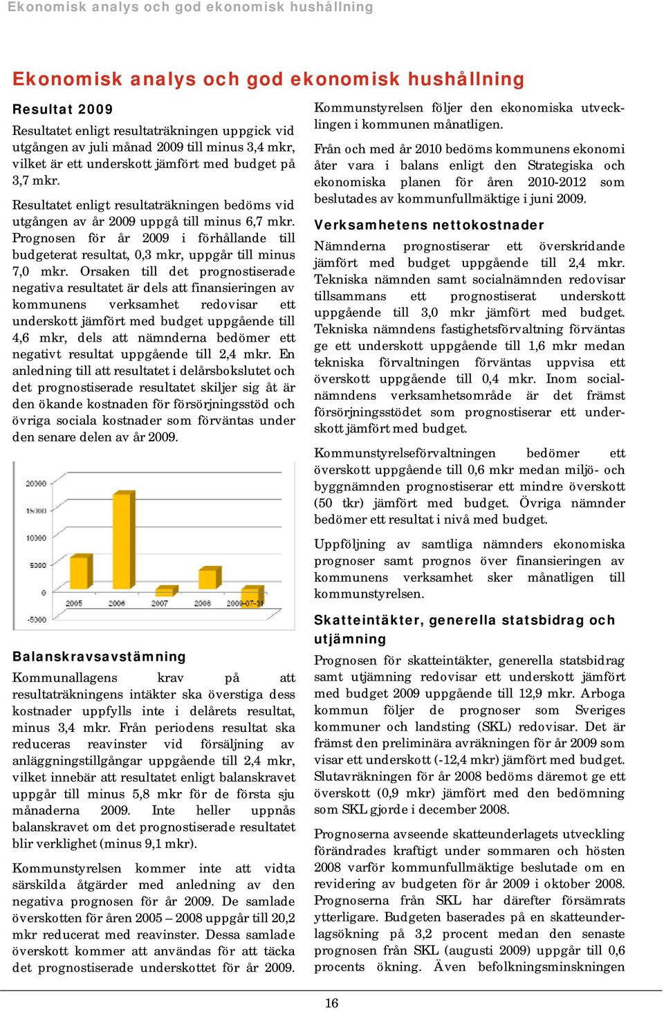 Prognosen för år i förhållande till budgeterat resultat, 0,3 mkr, uppgår till minus 7,0 mkr.