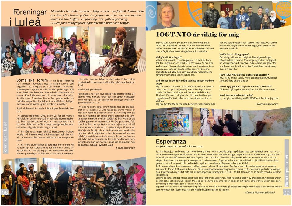 Föreningar i Luleå 08 Somaliska forum är en ideell förening som arbetar i huvudsak med att hjälpa kvinnor och ungdomar att integrera sig i det svenska samhället.