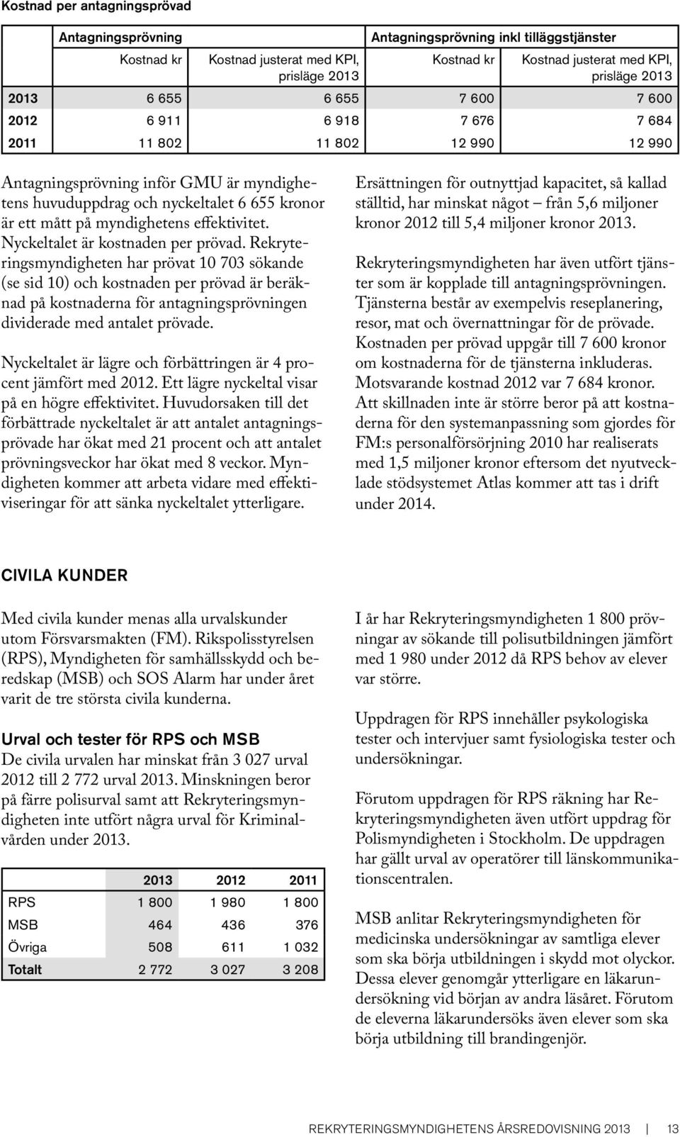 effektivitet. Nyckeltalet är kostnaden per prövad.