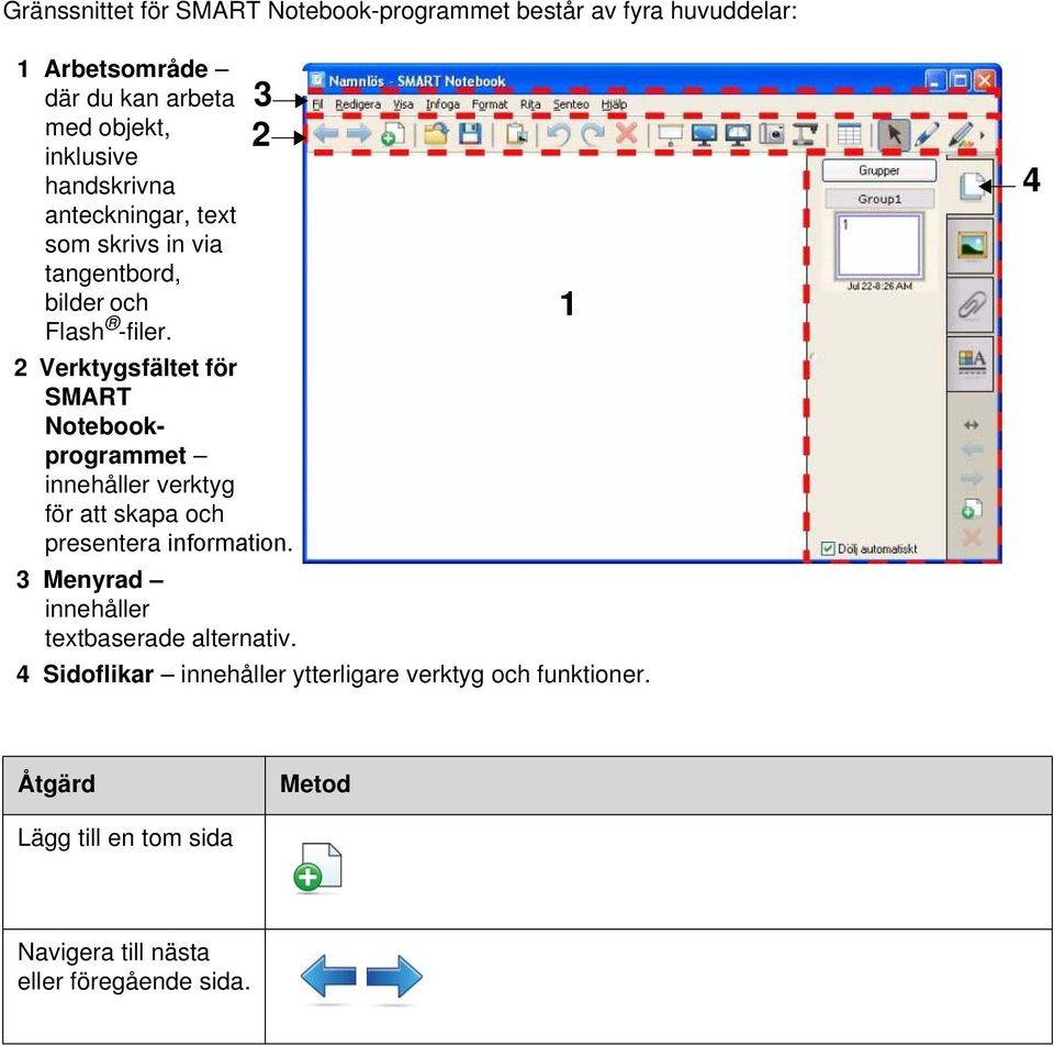 3 2 2 Verktygsfältet för SMART Notebookprogrammet innehåller verktyg för att skapa och presentera information.