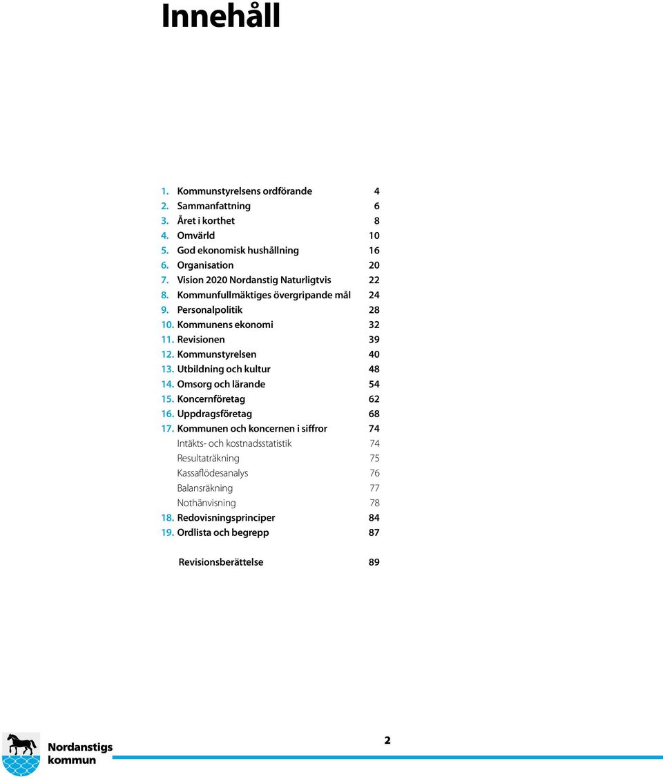 Kommunstyrelsen 40 13. Utbildning och kultur 48 14. Omsorg och lärande 54 15. Koncernföretag 62 16. Uppdragsföretag 68 17.