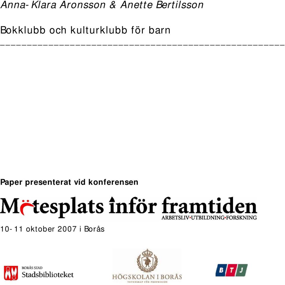 kulturklubb för barn Paper
