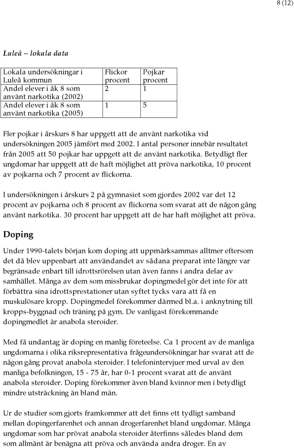 Betydligt fler ungdomar har uppgett att de haft möjlighet att pröva narkotika, 10 procent av pojkarna och 7 procent av flickorna.