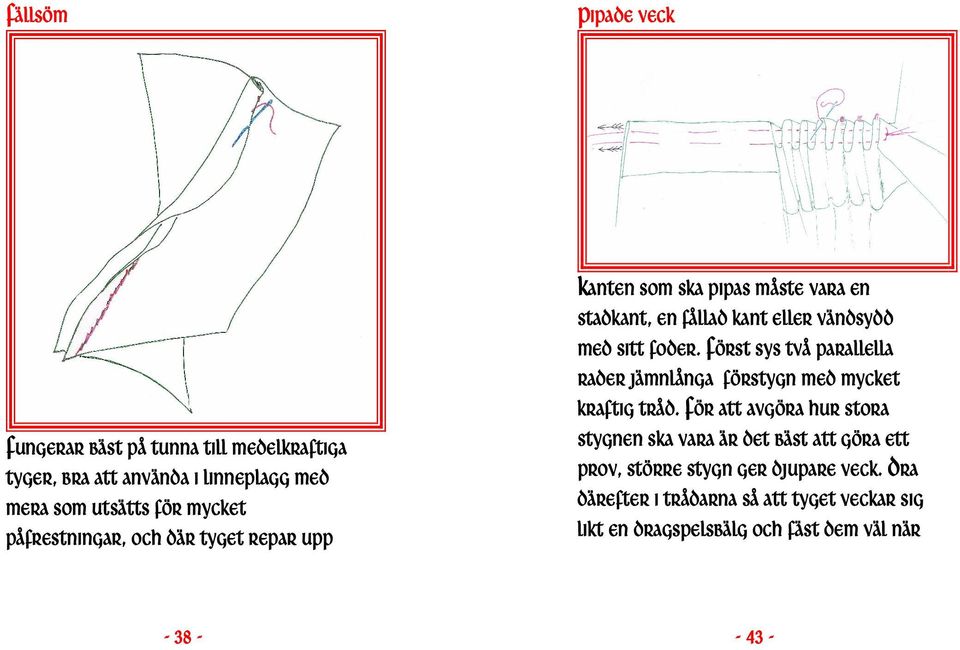 FÖRST SYS TVÅ PARALLELLA RADER JÄMNLÅNGA FÖRSTYGN MED MYCKET KRAFTIG TRÅD.