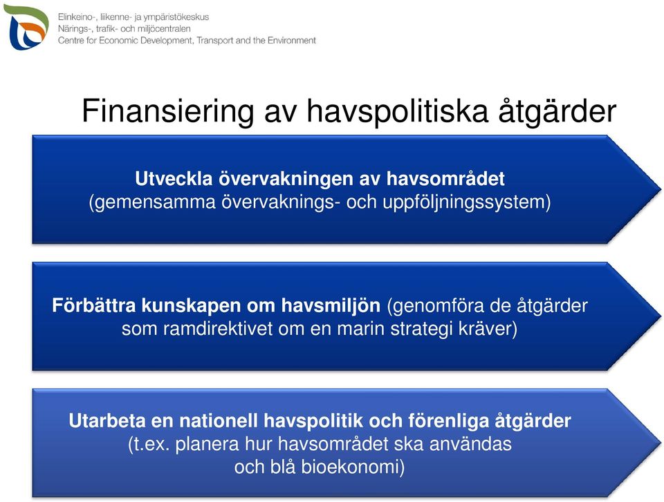 (genomföra de åtgärder som ramdirektivet om en marin strategi kräver) Utarbeta en