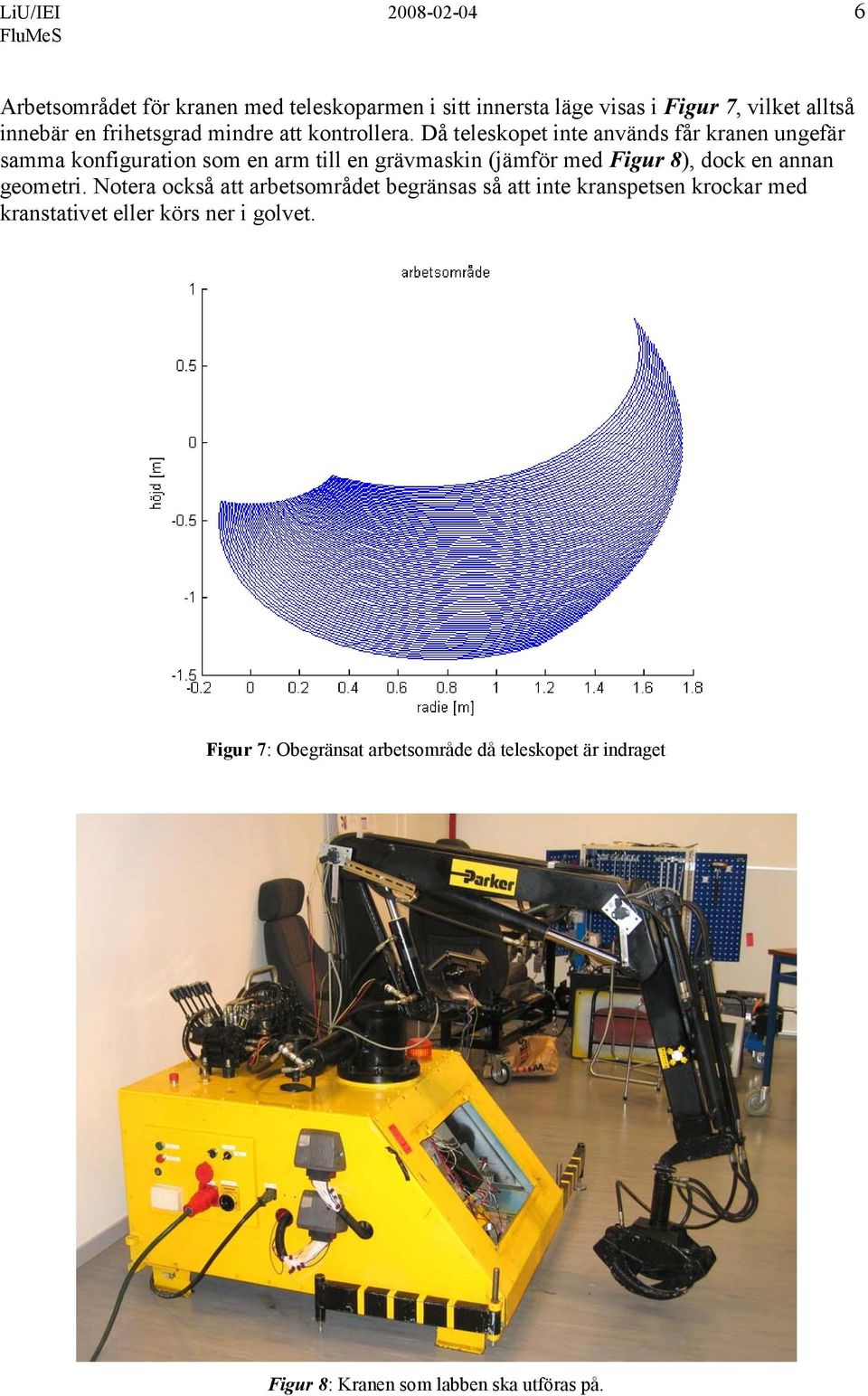 Då teleskopet inte används får kranen ungefär samma konfiguration som en arm till en grävmaskin (jämför med Figur 8), dock en