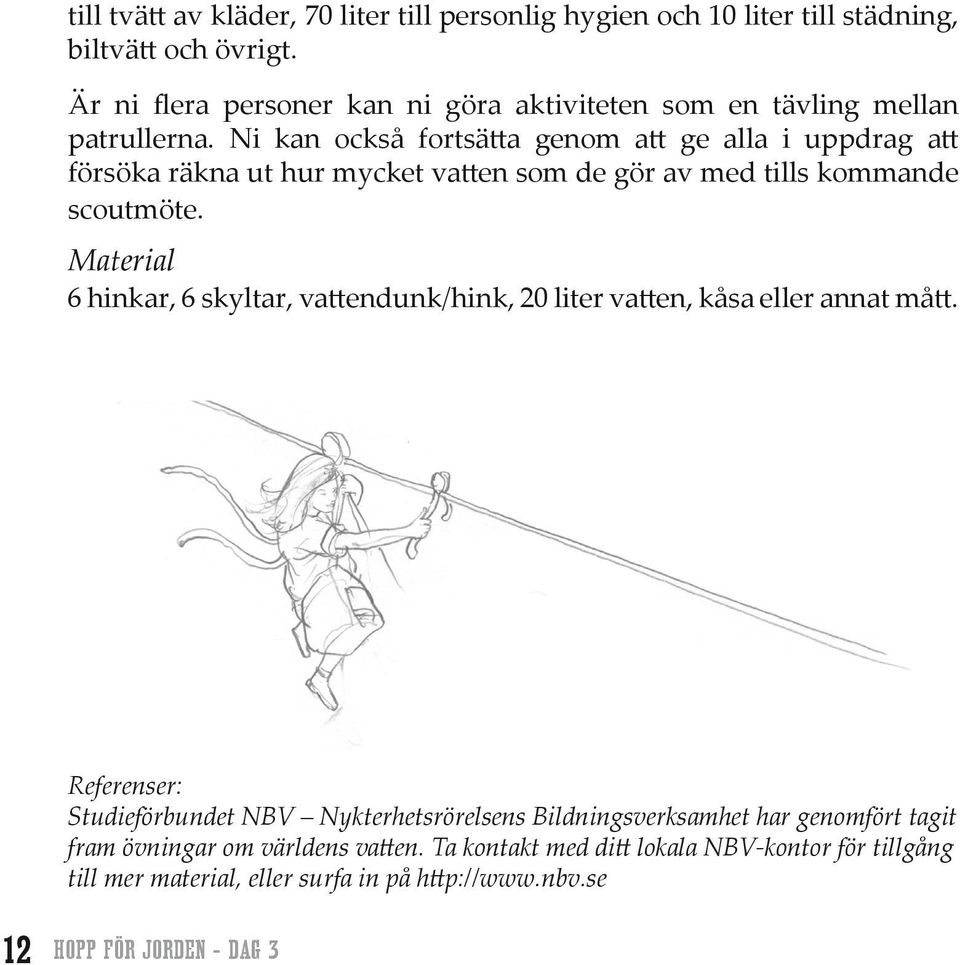 Ni kan också fortsätta genom att ge alla i uppdrag att försöka räkna ut hur mycket vatten som de gör av med tills kommande scoutmöte.