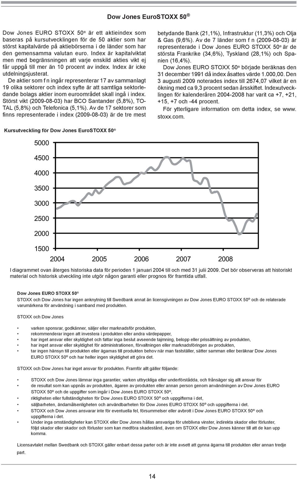 De aktier som f n ingår representerar 17 av sammanlagt 19 olika sektorer och index syfte är att samtliga sektorledande bolags aktier inom euroområdet skall ingå i index.