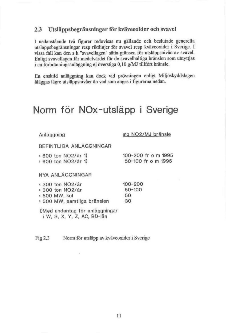 Enligt svavellagen får medelvärdet for de svavelhaltiga bränslen som utnyttjas i en förbränningsanläggning ej överstiga 0,10 g/mj tillfört bränsle.